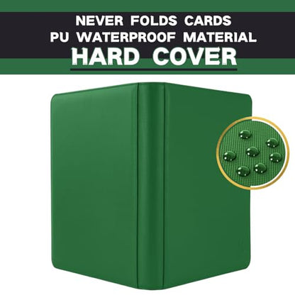 Top loader Binder, Holds 128+ Toploaders（Green） | 4 Pocket Top Loader Card Storage Case, Double-Sided Pockets for trading card in 3 x 4'' Toploaders - color: Top loader Binder Green