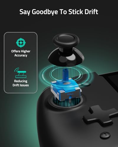 FUNLAB Switch Handheld Controller for Nintendo Joycon Replacement, Hall Effect Luminous Switch Joypad Controller Customizable, Ergonomic Switch One-Piece Joypad Controllers Replacement - 7 LED Colors - color: Black-Ripple Pattern