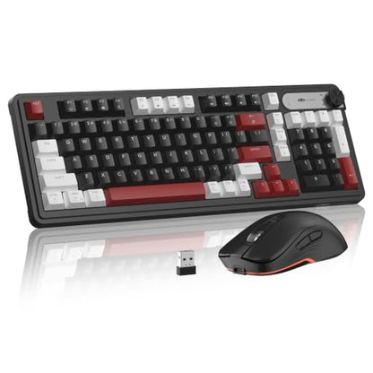 MageGee V990 Creamy Wireless Keyboard and Mouse Combo, 99 Keys RGB Backlit Rechargeable Quiet Gaming Keyboard, Adjustable Optical Mouse, with Number Pad, Keyboards Set for Desktop, Laptop, PC(Black) - color: Black