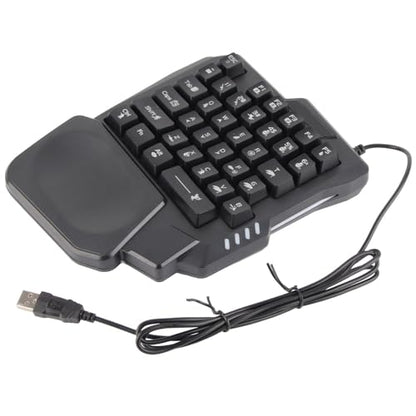 K13 One Handed Gaming Keyboard, 35 Keys Single Hand Keyboard with Wide Palm Rest & 3 Color Backlight, Mini Mechanical Gaming Keypad for Computer Mobile Games, Black
