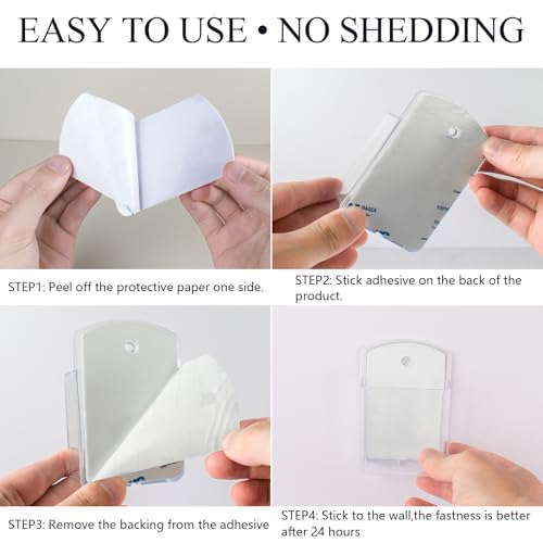 4 Pcs Remote Control Holder Wall Mount, TV Controller Holder, Self Adhesive Remote Holder, Wall Pen Holder Storage Accessories for Home Office School（Clear） - color: Clear&4Pcs