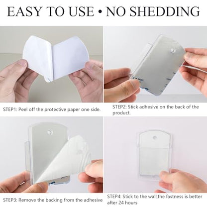 4 Pcs Remote Control Holder Wall Mount, TV Controller Holder, Self Adhesive Remote Holder, Wall Pen Holder Storage Accessories for Home Office School（Clear） - color: Clear&4Pcs