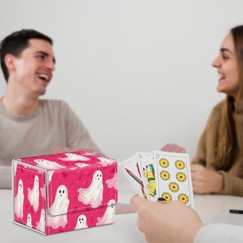 for MTG Commander Deck Box,Card Deck Box for Trading Yugioh MTG,Fits 100 Double Sleeved Cards,PU Leather Strong Magnet Case for Magic Commander TCG CCG,Cute Pink Spirit - color: Cute Pink Spirit