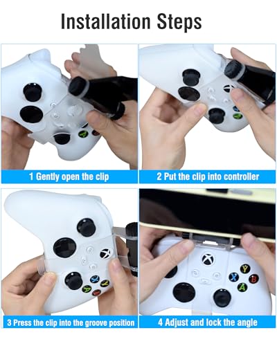 Joso Mobile Phone Holder for Xbox Controller, Cellphone Mount Clamp Compatible with Xbox Series S/X, Xbox One/S/X Gamepad, Adjustable Clip with 2 Thumb Grip Caps