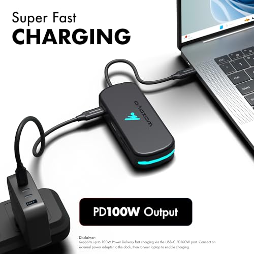 Type C 7 in 1 Wozoyo Docking Station with USB 5Gbps (3.2 Gen 1), 2XUSB 2.0, 4K@60Hz HDMI, SD & TF Card Reader, PD 100W, USB-C Hub, Compatible with Thunderbolt 4, macOS, Windows, Android & iOS - style: 7-in-1