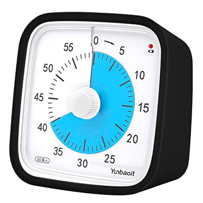Visual Timer, Silent 60-min Countdown Timer for Kids, Black Blue | Protective Case, Time Management Tool, Mute and Ringing Alarm Available, Low Power Reminder, for Study,Game,Work,Fitness etc - color: Black Blue