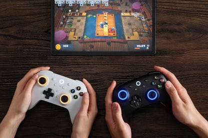 8Bitdo Ultimate 2 Wireless Controller for PC, Apple, Steam & Android, White | TMR Joysticks, Hall/Tactile Triggers, 8Speed 2.4G, 1000Hz Polling Rate, Motion Control, RGB Fire Ring, Charging Dock - color: White