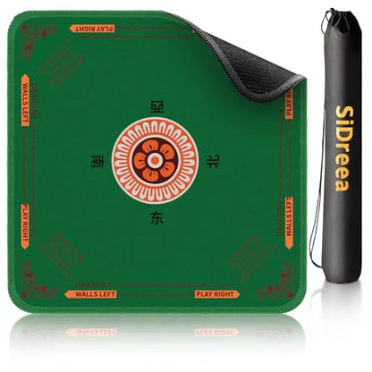 Mahjong Mat 32.4” x 32.4”, 3mm Thick Non-Slip Rubber Back Mahjong Table Mat, Noise Reduction Waterproof Mahjong Game Mat for Table, Mahjong Tile Mat for Cards, Dominoes & Board Games - color: Green