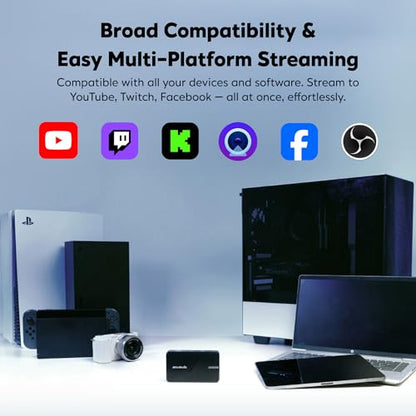 AVerMedia Capture Card for Streaming, 4K60 HDR Passthrough, 1080p60 Video Recording, Ultra-Low Latency Game Streaming for Switch 2, Xbox, PS5, PC on Twitch, OBS, Win11, Mac - StreamLine MINI+ GC311G2 - size: 1080p60 - GC311G2