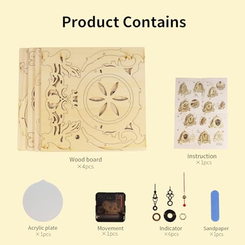 Music Park 3D Wooden Puzzle Clock Model Kits Building Kits Desktop Clock DIY Architectural Building Blocks Creative Gift Home Decor for Family | DIY desktop clock model building kit. Architectural design craft kits for adults. Home decoration and gift. -