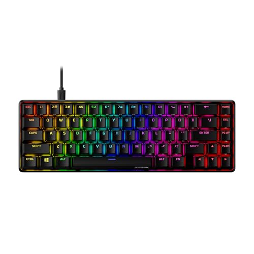 HyperX Alloy Origins 65 - Mechanical Gaming Keyboard – Compact 65% Form Factor - Tactile Aqua Switch - Double Shot PBT Keycaps - RGB LED Backlit - NGENUITY Software Compatible - color: Black, size: 65%, style: HyperX Aqua