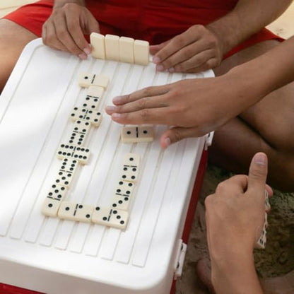 Domino Set with Wood Case - 55 Premium Double Nine Dominoes and Convenient Storage Box - Family Games by Trademark Games (Light Brown) - style: 55 Piece