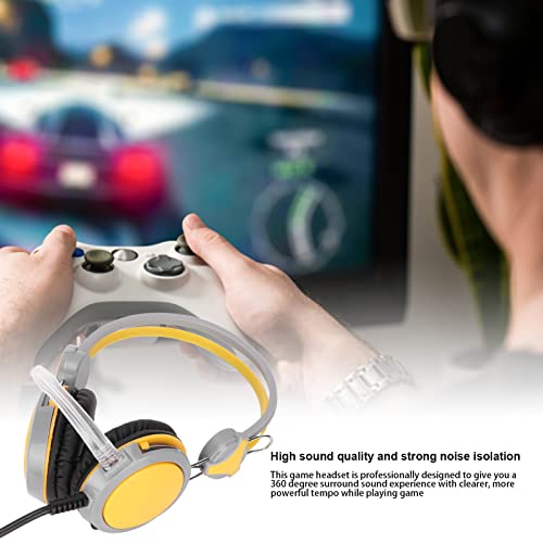 Gaming Headset with Noise Cancelling Features Ergonomic Wired Game Headphone for PC and Skype 40mm Drivers (Yellow) - color: Yellow