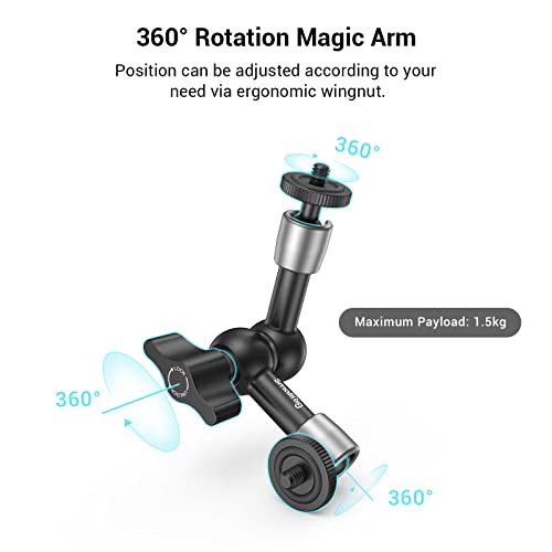 SMALLRIG Super Clamp w/ 1/4" and 3/8" Thread and 5.8 Inches Adjustable Friction Power Articulating Magic Arm with 1/4" Thread Screw for LCD Monitor/LED Lights - KBUM2730 - size: 5.8''+arm only