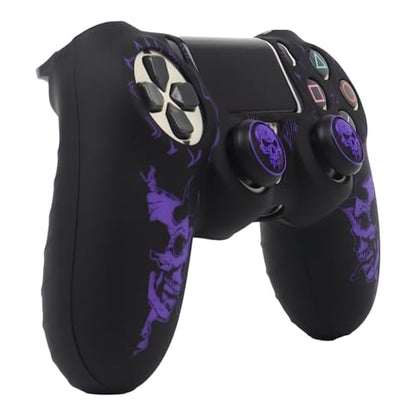 RALAN Horned Skull Head Design Controller Skin Cover with 2 Thumb Grips Compatible with PS4/Playstation 4 Slim/Pro Controller - color: Horned Skull Purple