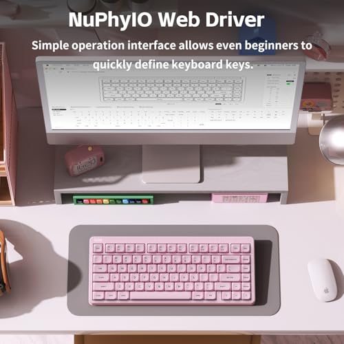 NuPhy Node75 Wireless Mechanical Keyboard, 75% Hot Swappable Custom Keyboard, 82 Keys Computer Gaming Keyboards, Supports Touch Gestures, PBT Keycaps, RGB Backlit, Bluetooth/2.4GHz/USB-C - color: Pink, size: High-profile Brown Max Switch