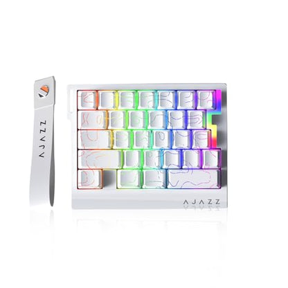 AJAZZ AK029 Wired One-Handed Hall Effect Mechanical Gaming Keypad, 29 Keys | Magnetic Switch, Rapid Trigger, 8KHz Polling, SOCD/DKS, RGB Backlit, Web Driver Customizable, Portable, White Contour Line - color: Contour White