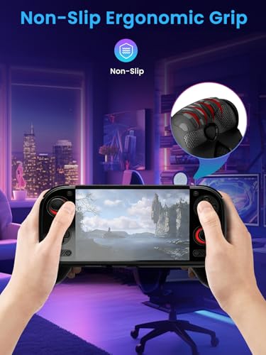 for Ayn Odin 3 6inch TPU Grip Case – Shockproof Non-Slip Full Protective Cover with Kickstand, Anti-Scratch Drop Protection Gaming Console Case (Black - color: Black