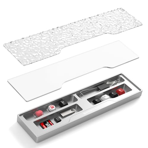 SELORSS x MANBASNAKE 68-Key CNC Aluminum Alloy Keyboard Wrist Rest with Partition Storage Case, 2 Acrylic Top Covers, Ergonomic Non-Slip Support for Mechanical Keyboard, Ideal for Office/Home-Silver - color: Silver