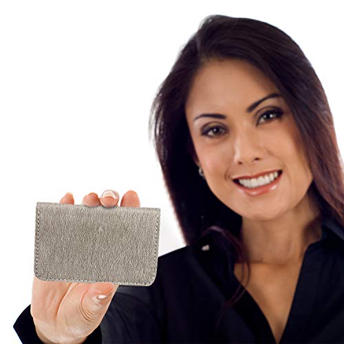 Outus 2 Pcs Business Card Holder, PU Leather Business Card Case Pocket Wallet with Magnetic Shut for Christmas Gift Adult(Coffee and Gray) - color: Coffee and Gray