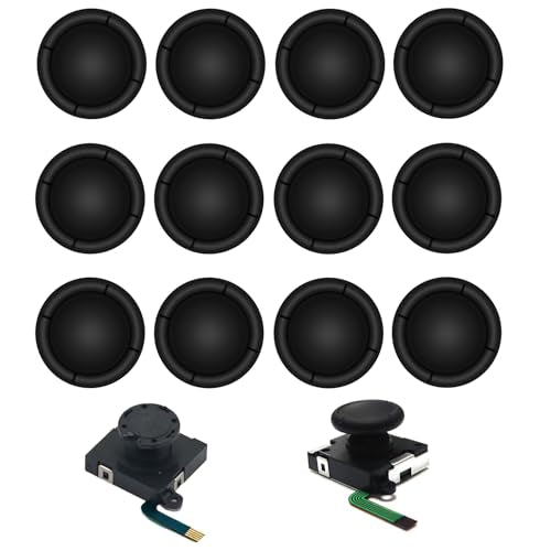 12PCS Replacement Joystick Cap Thumb Grip for Switch OLED Joycon & Switch Lite, for Joycon Grips Thumbstick Cover 3D Analog Repair Kit(Black) - color: Black