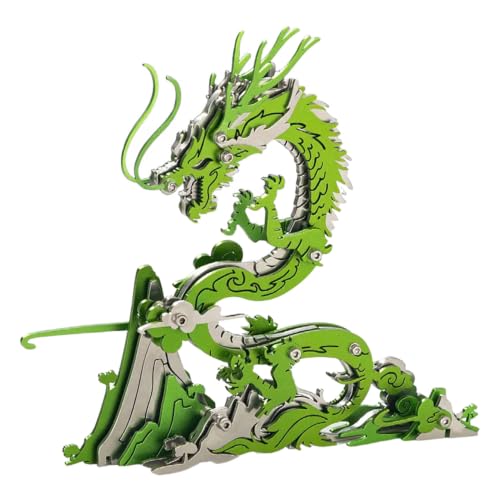Chinese Dragon 3D Metal Jigsaw Puzzle, Cyan, 92 Pieces | DIY Games, Handmade Model Kits, Building Blocks Assembly, Gift for Adult - color: Chinese Dragon Cyan
