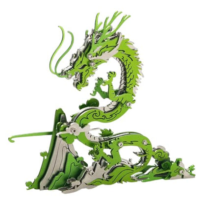 Chinese Dragon 3D Metal Jigsaw Puzzle, Cyan, 92 Pieces | DIY Games, Handmade Model Kits, Building Blocks Assembly, Gift for Adult - color: Chinese Dragon Cyan