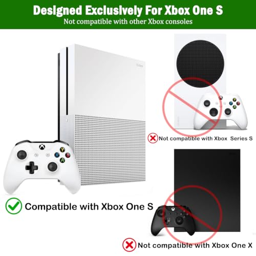 BracNova Wall Mount for Xbox One S with 2 Detachable Controller Holder and 1 Headphone Hook,Metal Stand for Xbox One S Accessories(Mounts Xbox 1S by TV)