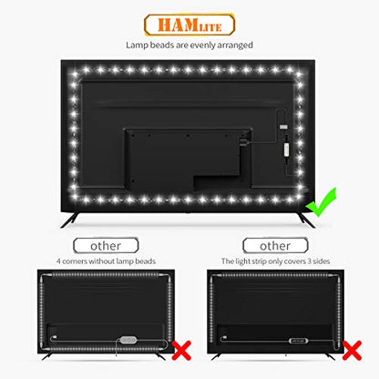 HAMLITE TV Bias Lighting 6500K True White for 70 72 75 80 82 85 Inch TV, 18Ft USB TV LED Backlight with RF Remote Cover 4 Sides Behind TV Background Room Decor Gaming Light for Men Ambient Mood Light - size: 70-85'' TV