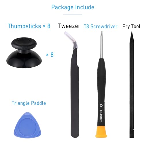 Ikpek 8 Pcs Replacement Thumbsticks for Xbox 360 Controller, Plastic Thumb Stick Joystick Grip Replacement for Xbox 360 Controller Accessories - size: 8 Black