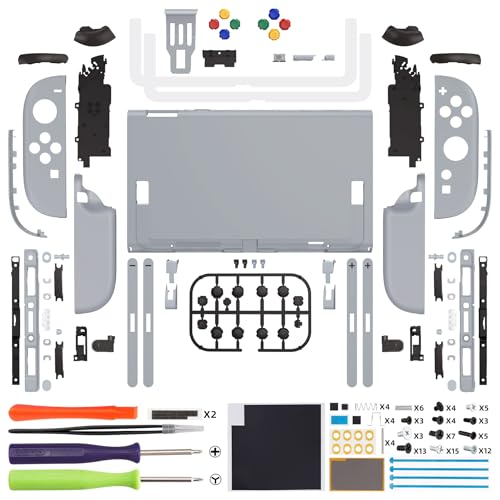eXtremeRate DIY Replacement Shell Buttons for Nintendo Switch 2, Custom Full Set Rear Back Plate Controller Housing with Button for Switch 2 Console & Joycon 2 - Deluxe Version - New Hope Gray - color: New Hope Gray