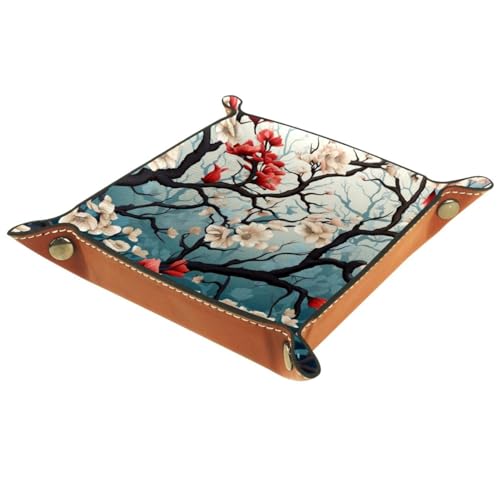 Cherry Blossoms Dice Tray PU Leather Dice Rolling Tray Folding Dice Holder for Dice Games, Like RPG, DND and Other Table Games - color: Multi 3