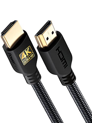 PowerBear 4K HDMI Cable 1 ft | Short Hdmi Cable, Braided Nylon & Gold Connectors, 4K @ 60Hz, Ultra HD, 2K, 1080P, ARC & CL3 Rated | for Laptop, Monitor, PS5, PS4, Xbox One, Fire TV, Apple TV & More - size: 1ft