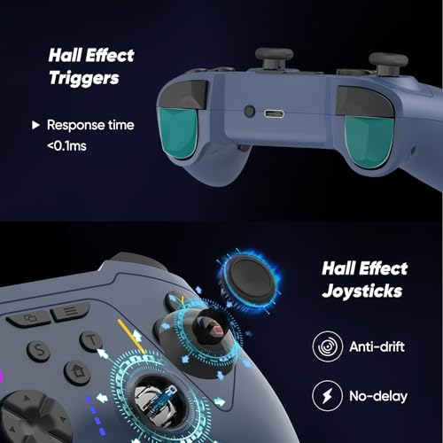 BETMI Wireless Controller for Xbox One, Xbox Series X/S, PC Adapter, Hall Effect Joysticks, Turbo, Macro, Remapping, Dual Vibration Function, 2.4GHz Gamepad(Dark White)