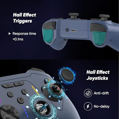 BETMI Wireless Controller for Xbox One, Xbox Series X/S, PC Adapter, Hall Effect Joysticks, Turbo, Macro, Remapping, Dual Vibration Function, 2.4GHz Gamepad(Dark White)
