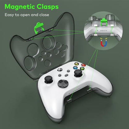 Tiiletzote Protective Travel Case for Xbox Series X/S Controller, 1:1 Fit | Hard Shell Carrying Case, Joystick Protection, Space-Saving, Dust-Resistant, Anti-scratch, Shock-proof Compact Storage Cover - color: White