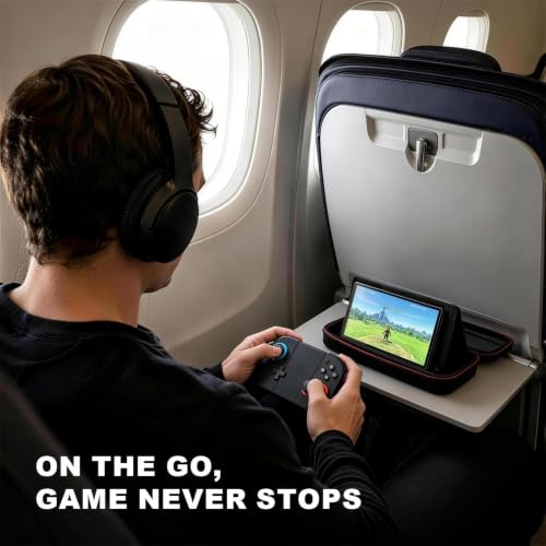 Ordlyne Felt Carrying Case for Nintendo Switch 2 with 24 Game Card Slots | Fitted console compartment, plush lining, screen divider and mesh pockets organize cables and accessories. Black, Case Only