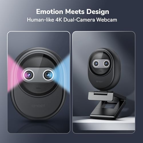 EMEET Piko 4K Webcam for Streaming, World’s 1st Dual-Camera AI-Powered 4K Camera w/AI Autofocus, 3 Mics Array&3 Sound Modes, USB Webcam with Clip, Great for Streaming, Desk Setup - style: Piko w/ 3 Mics 3 Sound Modes