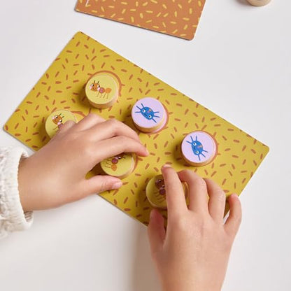 Miniland Board Game for Kids +5, Develops Fine Motor Skills, Come with Wooden Bugs, Tweezers and Game Boards, Children Memory and Pincer Grasp | Catch The Bug - color: Catch the Bug