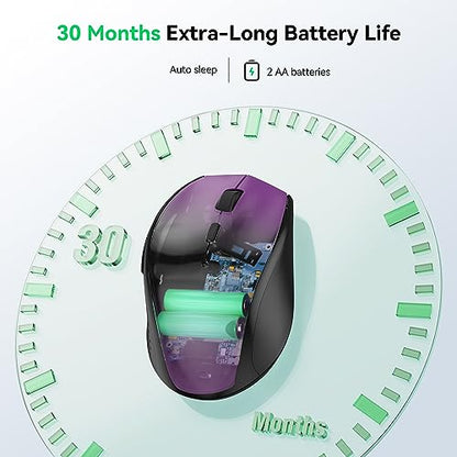 TECKNET 2.4G Wireless Mouse, 4800 DPI Ergonomic Computer Mouse, USB, Purple | Mouse for Laptop with USB Receiver, 6 Adjustable DPI, Quiet Click, 30-Month Battery, 6 Button, Portable for PC Chromebook Mac - color: Purple
