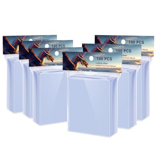 600 Counts Soft Clear Perfect Fit Card Sleeves for Trading Cards, Exact Fit Protector for TCG, Sports (Basketball, Baseball, Football) and Collectible Cards,Plastic Penny Sleeves(600)