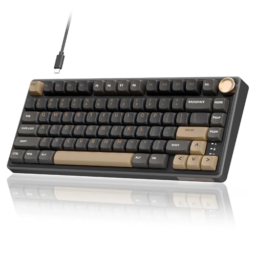 RK ROYAL KLUDGE R75 Wired Mechanical Keyboard with Volume Knob, 75% Mechanical Gaming Keyboard Gasket Mount, Hot Swappable Silver Switch, MDA Profile PBT Keycaps, Creamy Keyboards, Black - color: black