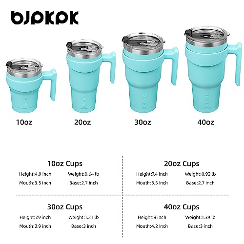 BJPKPK 10 oz Mini Tumbler with Lid, Straw & Handle, Insulated Steel Cup | Small, Spill Proof, Leak Proof, Thermal, Double Wall Vacuum, Sweatproof, Dishwasher Safe, BPA Free, Turquoise - color: Turquoise, size: 10 Ounces