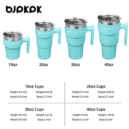 BJPKPK 10 oz Mini Tumbler with Lid, Straw & Handle, Insulated Steel Cup | Small, Spill Proof, Leak Proof, Thermal, Double Wall Vacuum, Sweatproof, Dishwasher Safe, BPA Free, Turquoise - color: Turquoise, size: 10 Ounces