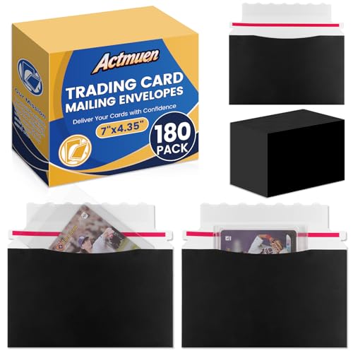 180 Pack Mailer Trading Card Envelopes，7" x 4.35" Trading Card Mailers for Shipping, Perfect Sized Shipping Envelope for Mailing Semi-Rigid and Toploaders, Protector Supplies.（Black） - color: Black