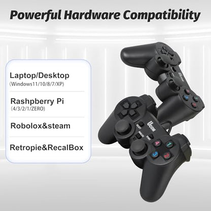 Umierke Wired USB Game Controller for Windows PC/Raspberry Pi, Dual Vibration Gaming Joystick, Gamepad for Laptop Desktop (Windows 11/10/8/7) & Steam/Roblox/RetroPie/RecalBox