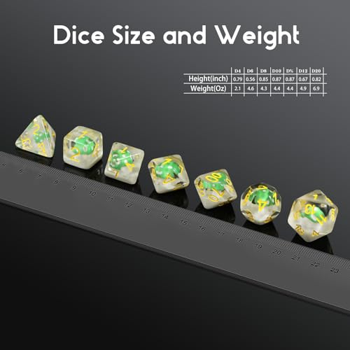 Mushrooms D&D Dice, DNDND 7PCS Resin DND Dice with Velvet Bag for Dungeons and Dragons Role Playing Games and Tabletop Games（Green Mushrooms - color: Mushroom Green