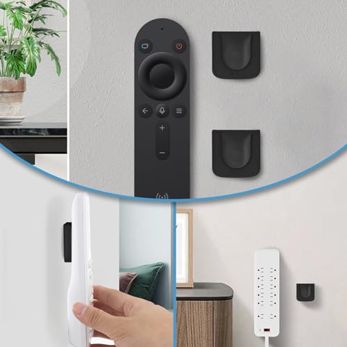 Remote Control Holder Wall Mount 5 Pack Magnetic Control Organizer Containers for TV Air Conditioning Remote Control Wall Hook Holder with Self Adhesive for Home Office School (Black)
