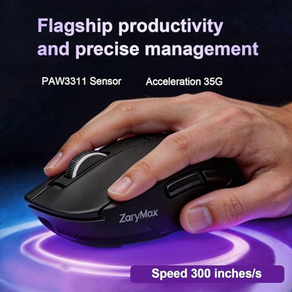 NEO V2 Tri-Mode Wireless Gaming Mouse, 55g Ultra-Lightweight, PAW3311 Sensor 12000 DPI, Bluetooth 5.0 2.4G USB-C Wired, RGB Backlit, 6 Buttons, 400mAh Rechargeable Ergonomic Mouse for PC Mac (Black) - color: Black