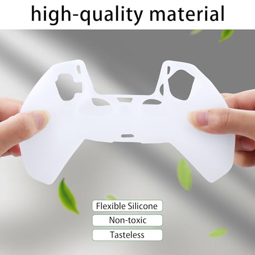 Baval Silicone Cover for Playstation 5 PS5 DualSense Wireless Controller | Scratch-resistant, Easy install, Silicone Construction, Portable Carrying Silicone Cover, Clear White Silicone Cover - color: White Silicone Cover